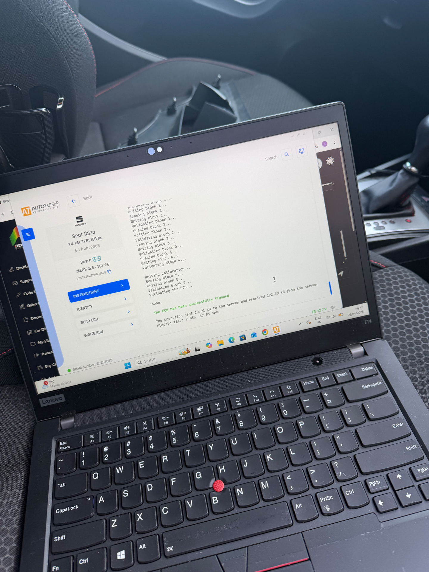 Seat Ibiza 1.4 TSI Stage 1 remap in progress